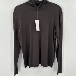 Eileen Fisher Grey Silk Stretch Long Sleeve Jersey Shirt Size Medium